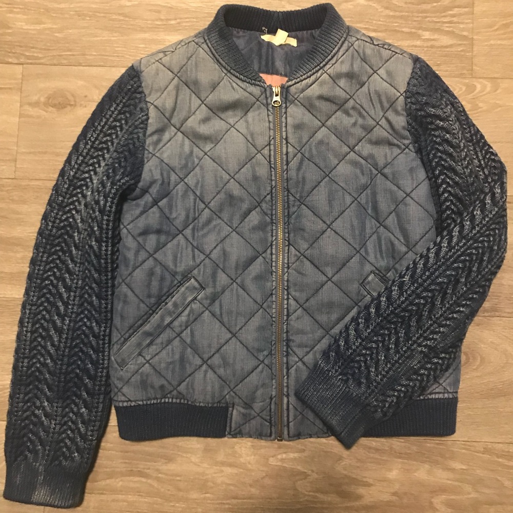 Denim quilted bomber jacket